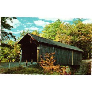 Babbs Covered Bridge Postcard Travel Souvenir Unposted Maine River Vintage